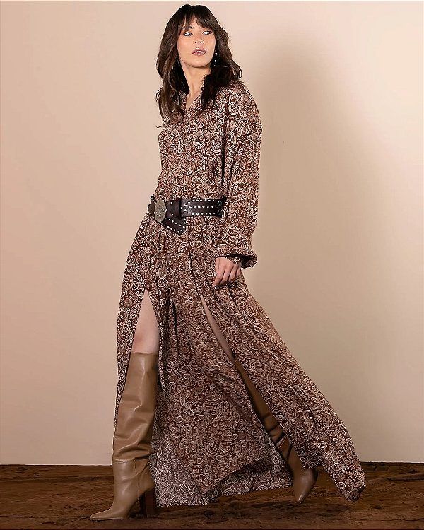 VESTIDO LONGO BOHO ESTAMPA PAISLEY