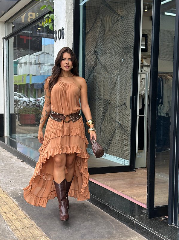VESTIDO DE ALÇAS COM BABADOS