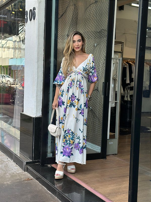 VESTIDO CROPPED MANGA FLORAL SICILIA