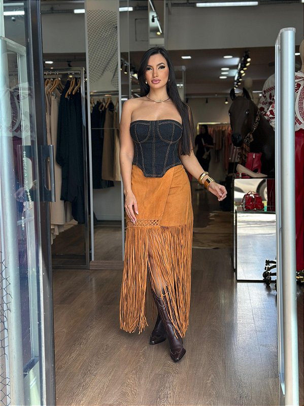 BLUSA JEANS CORSET SEM ALÇA