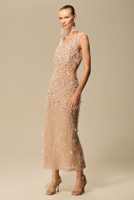 VESTIDO MIDI BORDADO MAXI CRISTAIS