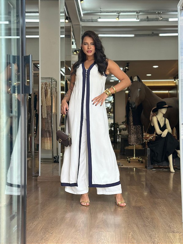 MACACÃO LONGO SEM MANGAS BICOLOR