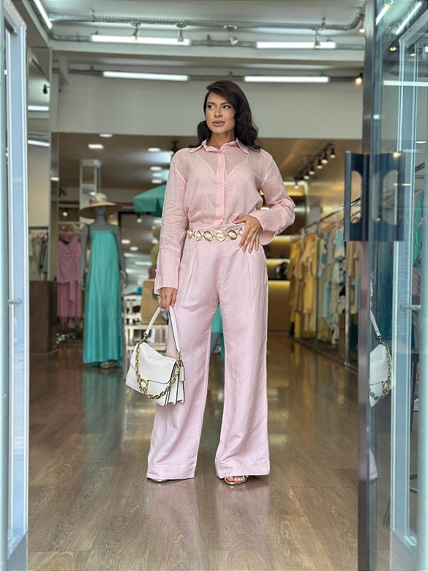 CALÇA PANTALONA COM PREGAS