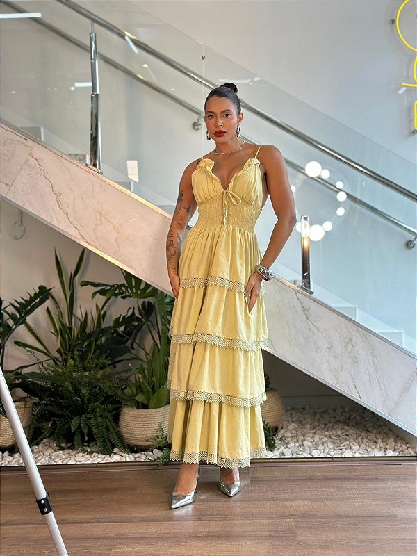 VESTIDO ARTESANAL ROMANTICO BABADOS