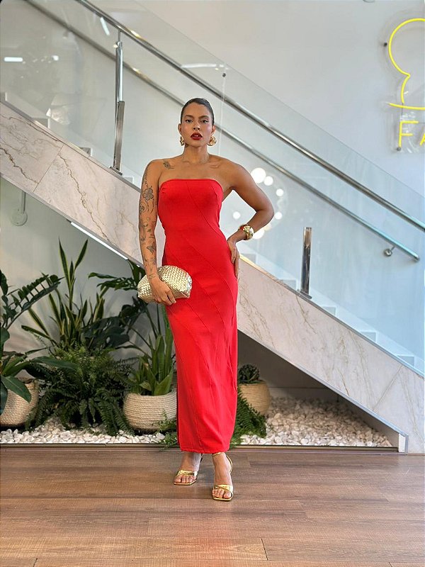 VESTIDO FEMININO HIPER MIDI COM ALÇA REMOVIVEL