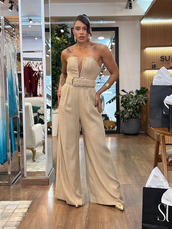 MACACÃO LINHO LUREX CINTO MAXI FIVELA