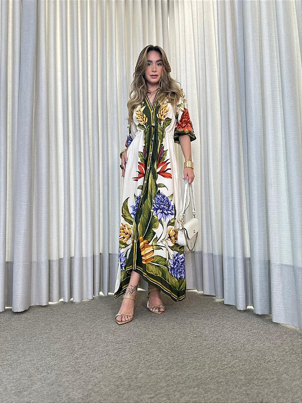VESTIDO CROPPED LENCO TROPICAL