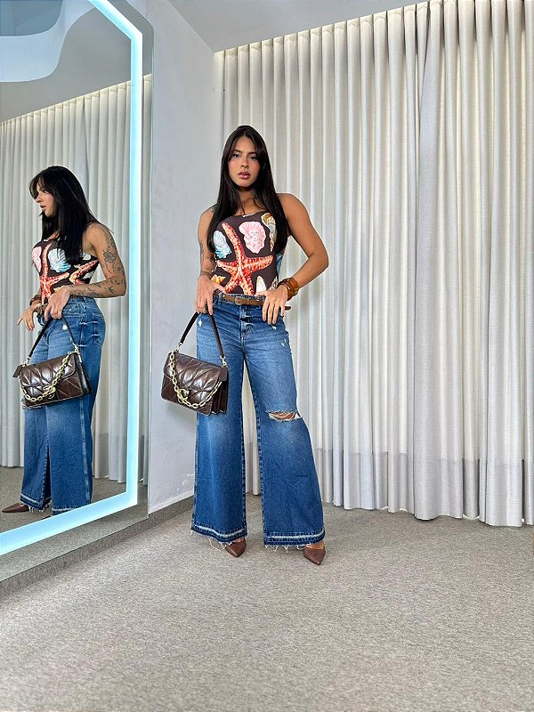 CALÇA JEANS WIDE LEG