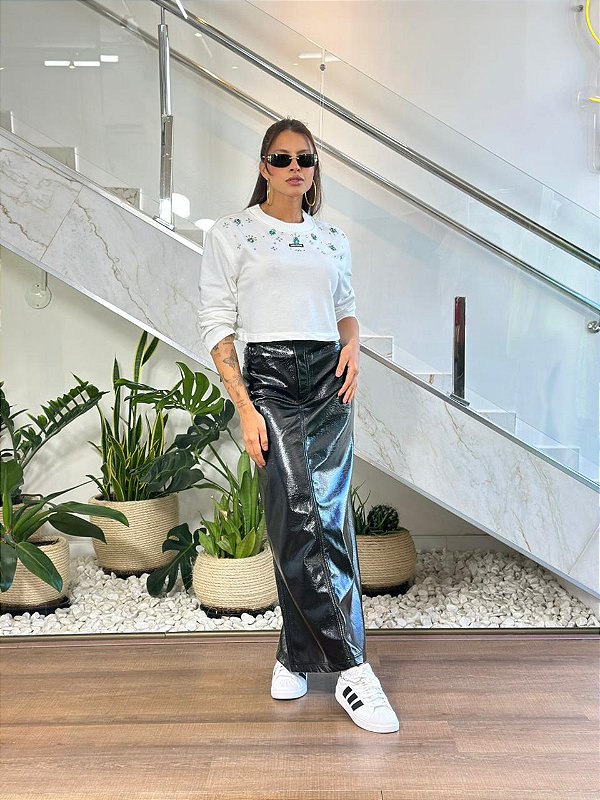 MOLETOM MANGA LONGA COM APLICAÇÃO