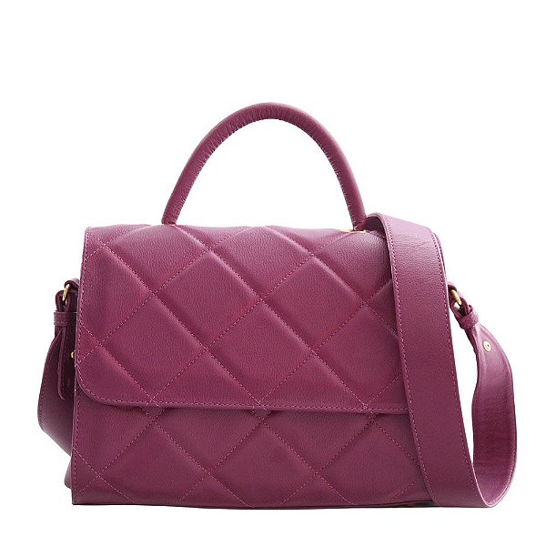Bolsa Feminina Satchel Matelasse Couro Merlot