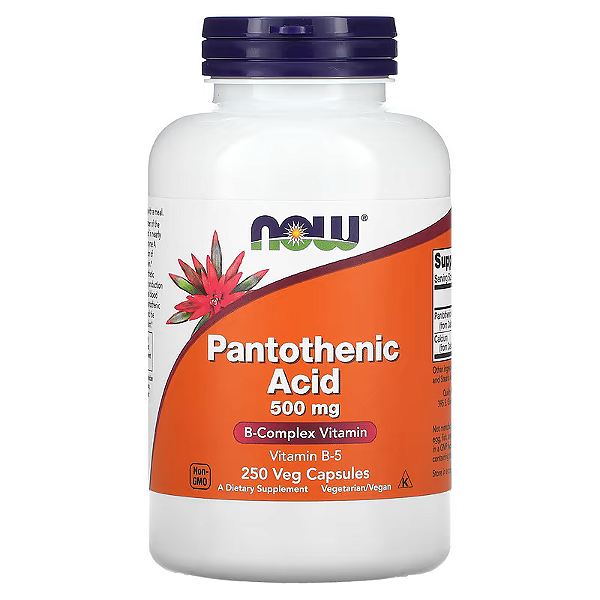 Pantothenic Acid Pantotênico 500mg (250 Capsulas) Now Foods