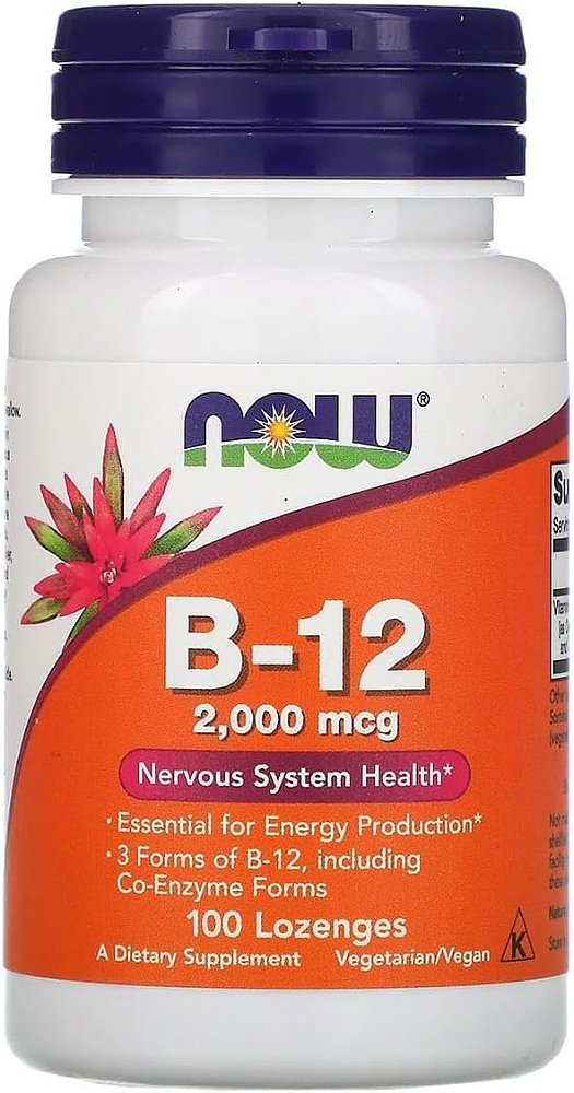 Vitamina B12 2000 mcg 100 Pastilhas - Now Foods