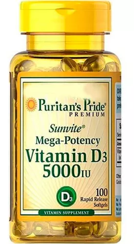 Vitamina D3 125mcg (5000UI) (100 caps) - Puritan's Pride