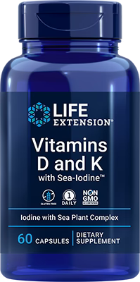 Vitaminas D e K com Sea-Iodine (60 Cápsulas) – Life Extension