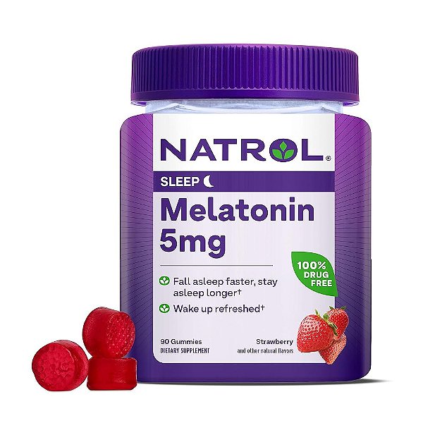 Melatonina 5mg 60 gomas Sabor Morango Natrol
