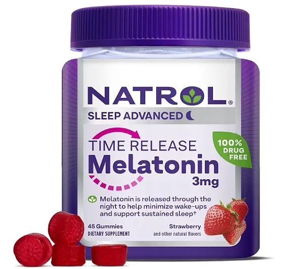 Melatonina 3mg, Time Release, 45 Gomas Sabor Morango, Natrol