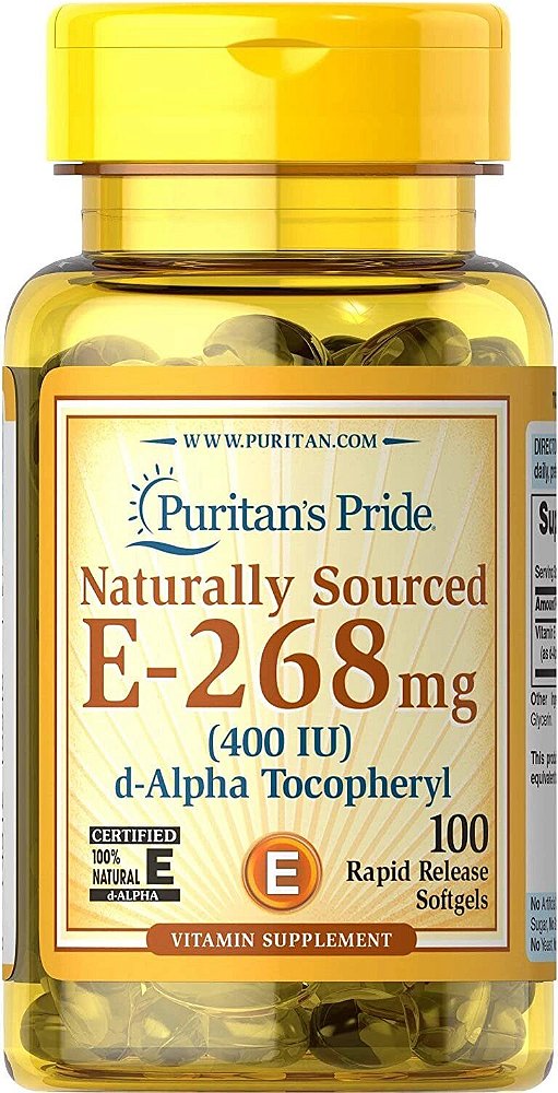 Vitamina E, 400IU, 100% natural, 100 softgels, Puritans Pride