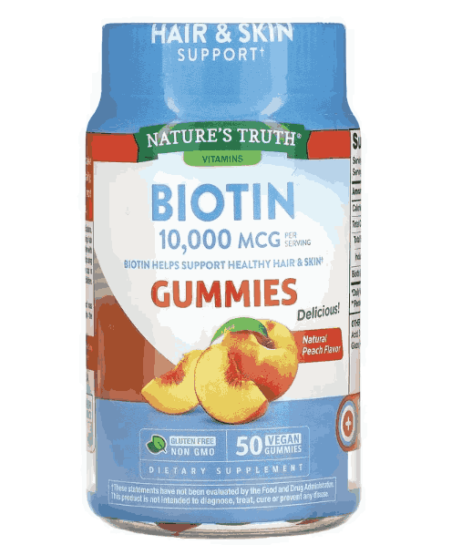 Biotina 10.000mcg, 50 Gomas Sabor Pêssego, Nature's Truth