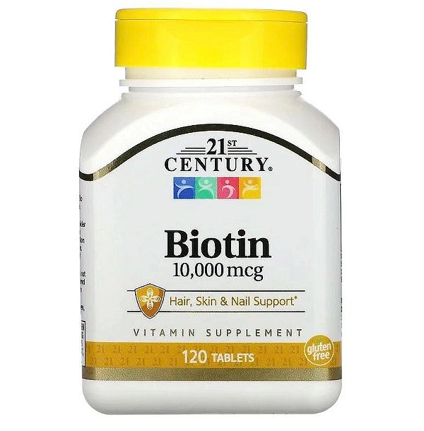Biotina, 10.000mcg, 120 Comprimidos, 21st Century