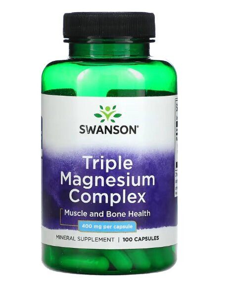 Triplo Magnésio, 400mg, 100 Cápsulas, Swanson