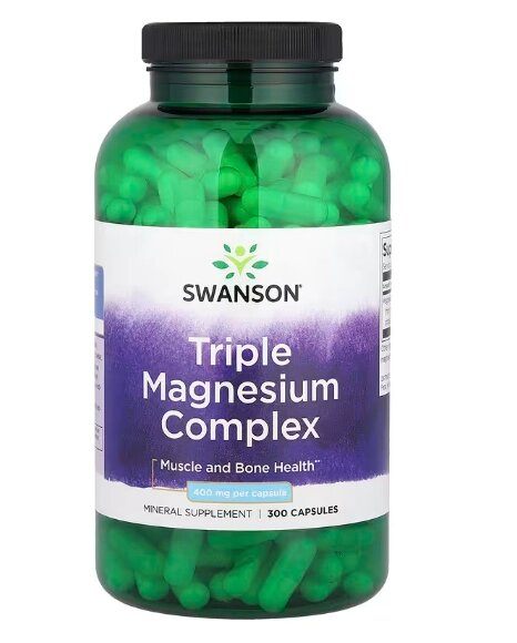 Complexo de Triplo Magnésio 400mg, 300 Cápsulas, Swanson
