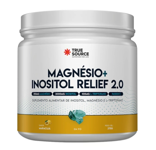 Magnésio + Inositol Relief 2.0, Sabor Maracujá, 375g, True Source