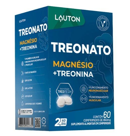 Treonato Magnésio + Treonina, 60 Cápsulas, Lauton Nutrition