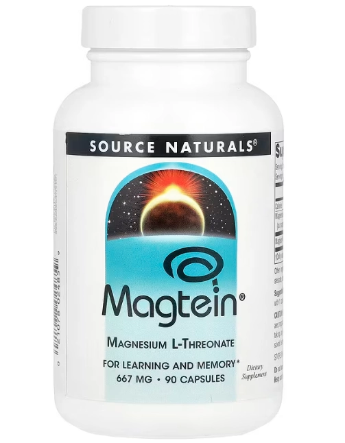 Magtein, Magnesium L-Threonate, 90 Cápsulas, Source Naturals