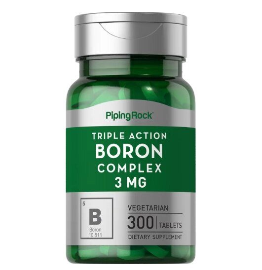 Complexo de Boro, Tripla Ação, 3mg, 300 Comprimidos, PipingRock