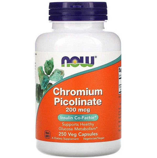 Picolinato de Cromo, 200 mcg, 250 Cápsulas, Now