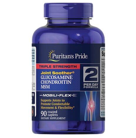 Glucosamina Condroitina e MSM, Força Tripla, 90 comprimidos, Puritans Pride