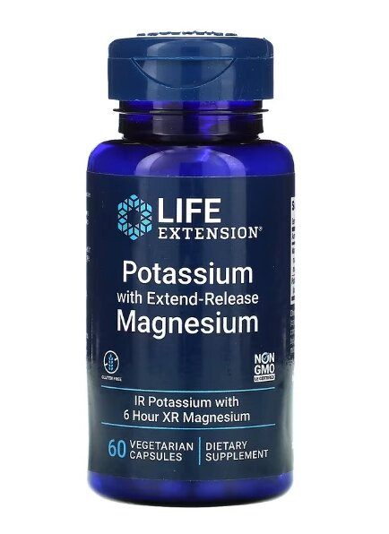 Potássio com Magnésio de Liberação Prolongada, 60 Cápsulas, Life Extension