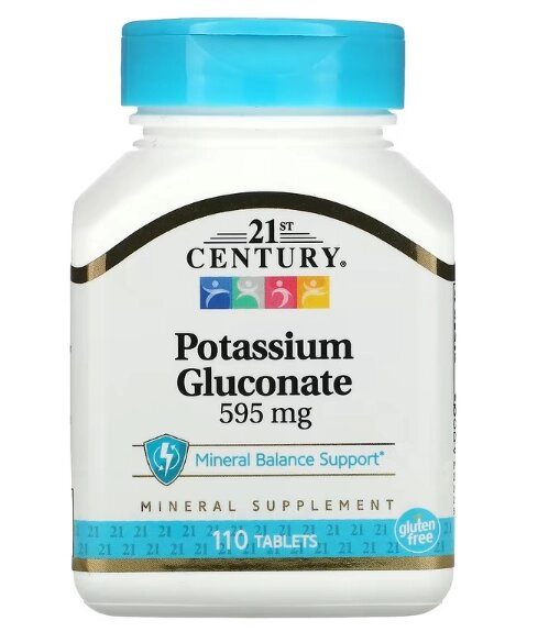 Gluconato de Potássio, 595mg, 110 Comprimidos, 21st Century