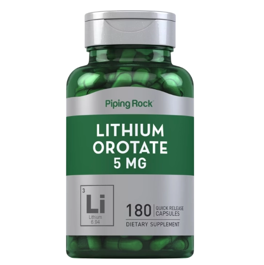 Lithium Orotate, 5mg, 180 Cápsulas, PipingRock