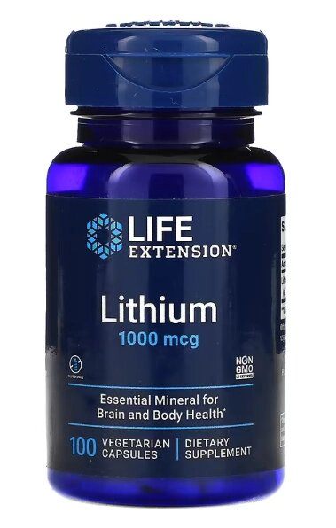 Lithium, 1.000mcg, 100 Cápsulas, Life Extension