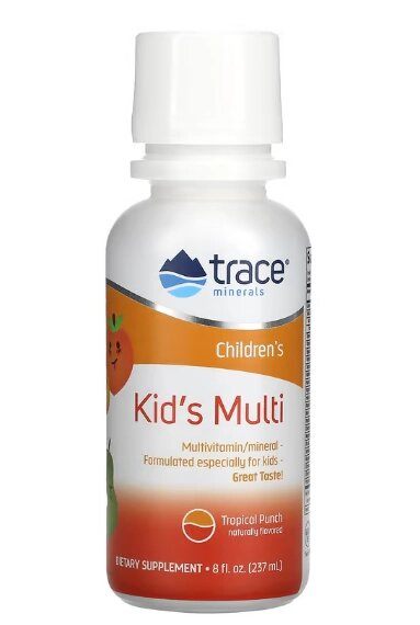 Multivitamínico Infantil, 237ml Liquido Sabor Tropical Punch, Trace Minerals