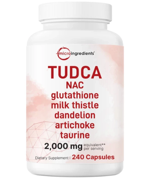 TUDCA 2000mg, 7 em 1 com NAC, Glutationa, Cardo mariano, Alcachofra e Taurina, 240 Cápsulas, Micro Ingredients