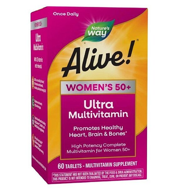 Ultra Multivitamínico Completo para Mulheres 50+ Alive, 60 Comprimidos, Nature's Way