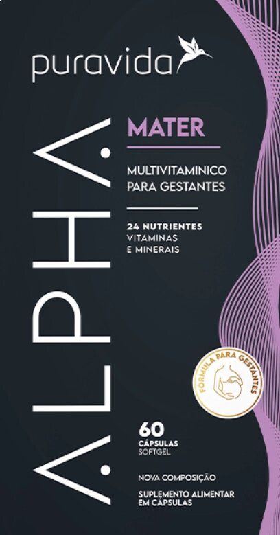 Alpha Mater, Multivitamínico para Gestantes, 60 Cápsulas, Puravida