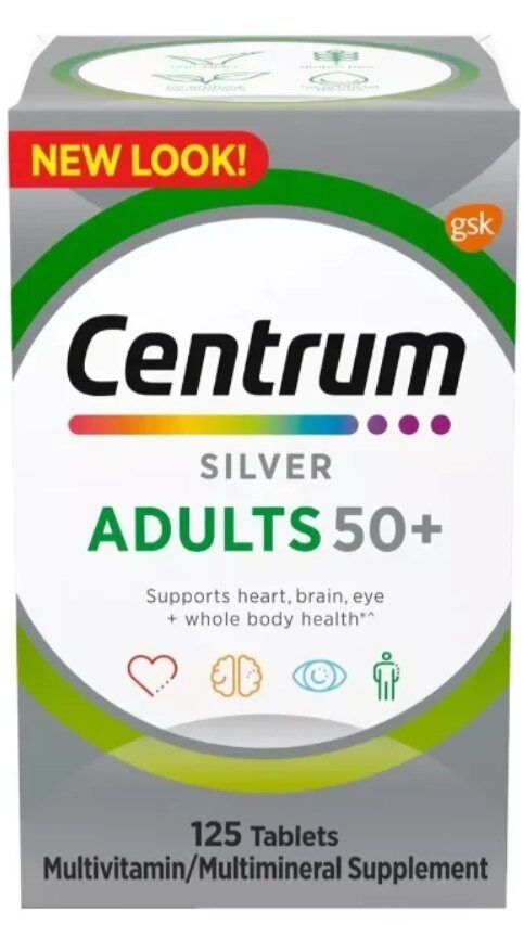 Centrum Silver Adults 50+, 125 Comprimidos, Importado