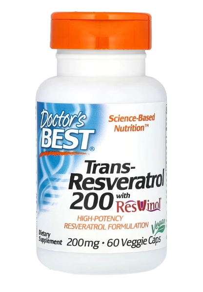 Trans-Resveratrol, 200mg, com Resvinol, 60 Cápsulas, Doctor's Best