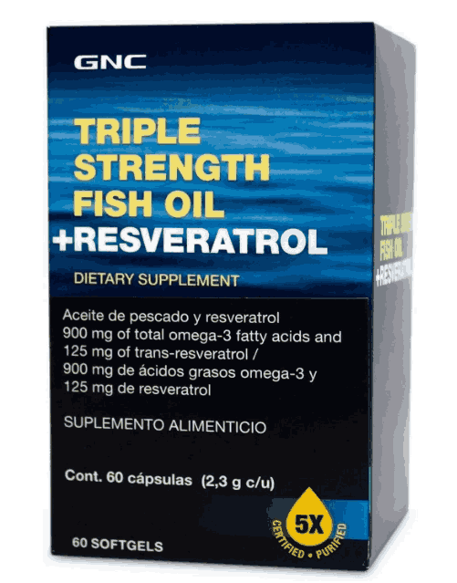 Triple Strength Fish Oil +Resveratrol, 60 softgels, GNC