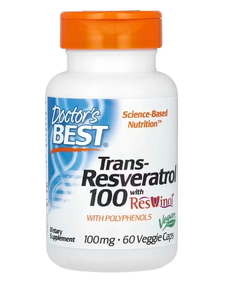 Trans-Resveratrol com ResVinol, 100mg, 60 Cápsulas, Doctor's Best