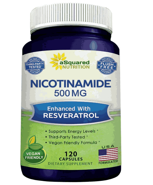 Nicotinamida com Resveratrol, Com Vitamina B3 500mg, 120 cápsulas, aSquared Nutrition