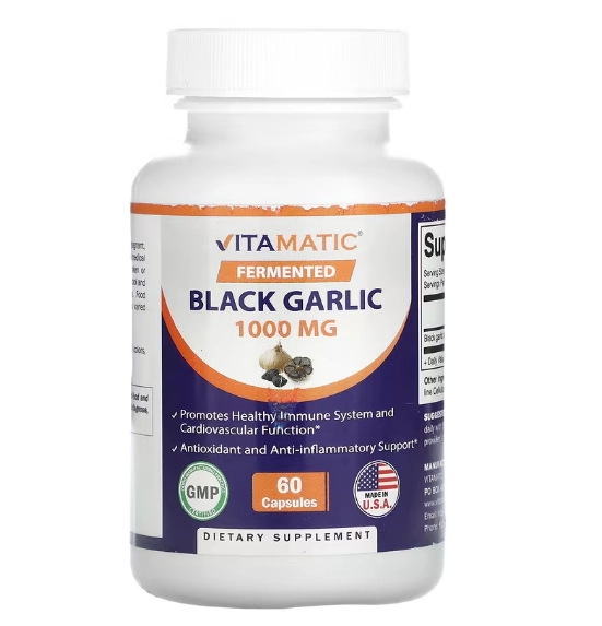 Fermented Black Garlic, Alho Negro Fermentado 500mg, 60 Cápsulas, Vitamatic