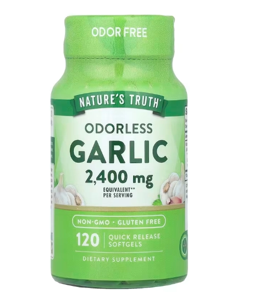 Odorless Garlic, Alho Inodoro de Alta Resistência 2400mg, 120 Cápsulas, Nature's Truth