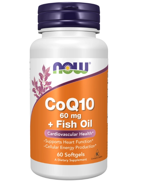 Coenzima CoQ10 60mg com Ômega, 60 Cápsulas, Now