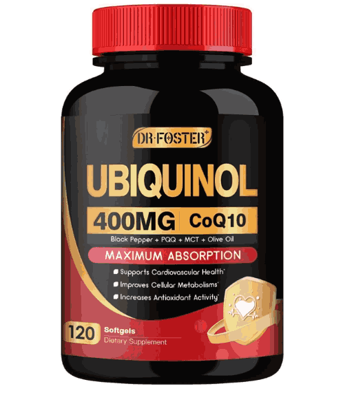 Ubiquinol, Coenzima CoQ10 400mg, Com Vitamina E, PQQ e Pimenta Preta, 120 Softgels, Dr Foster
