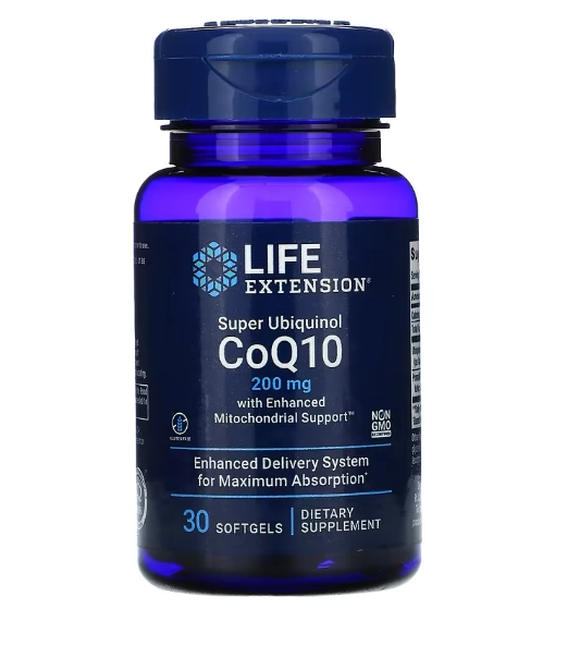 Super Ubiquinol CoQ10, com Enhanced Mitochondrial, 200mg, 30 Cápsulas, Life Extension