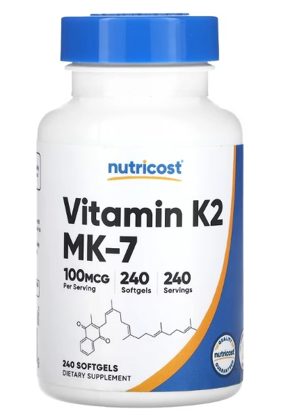 Vitamina K2 100mcg, 240 Cápsulas, Nutricost